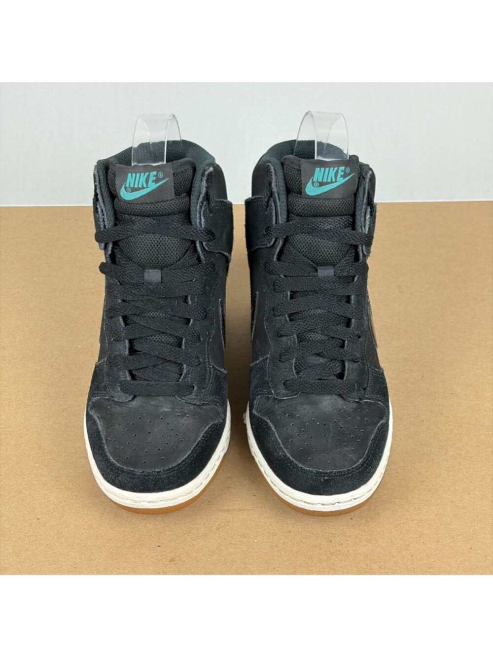 Nike Dunk Sky Hi Leather Hidden Wedge Athletic Shoes Womens 5.5 Black Lace Up - Picture 2 of 10